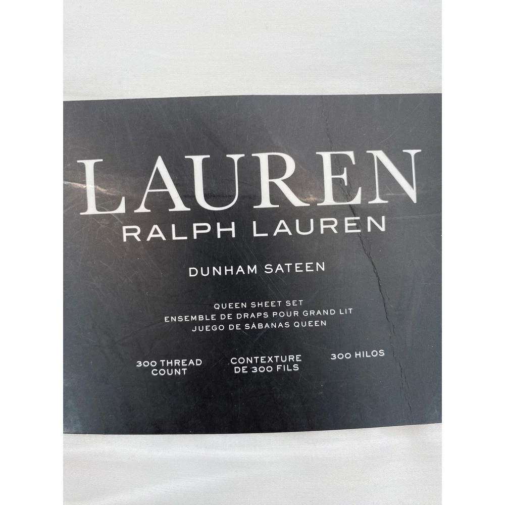 Lauren Ralph Lauren Sheet Set Queen White Dunham Sateen 300 TC Deep Pocket Crisp